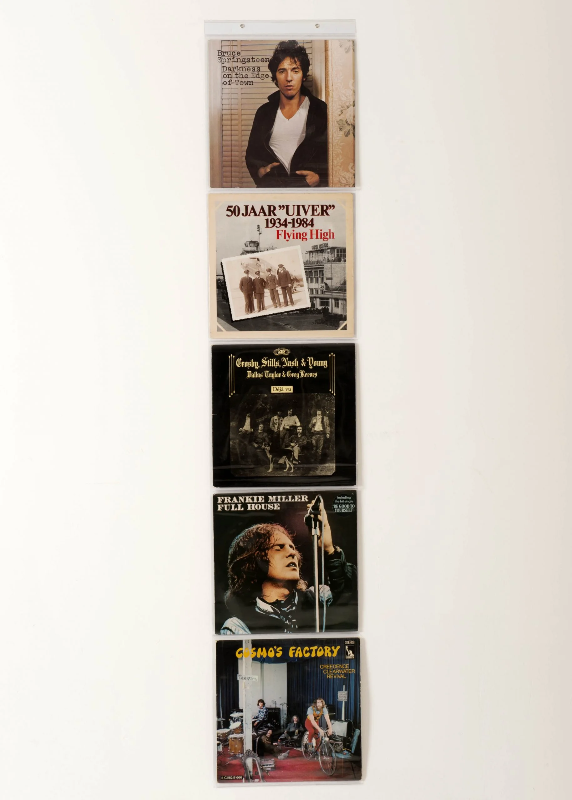 wanddisplay voor 5 LP's,PVC 180 micron kristalhelder