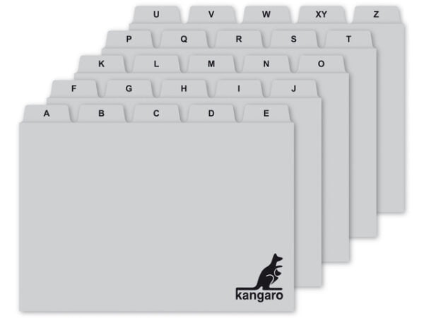 Tabkaartjes kangaro A-Z 148 x 100/110 mm voor o.a. ansichtkaarten