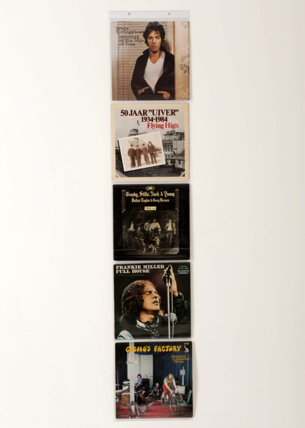 wanddisplay voor 5 LP's,PVC 180 micron kristalhelder