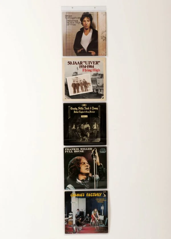 wanddisplay voor 5 LP's,PVC 180 micron kristalhelder