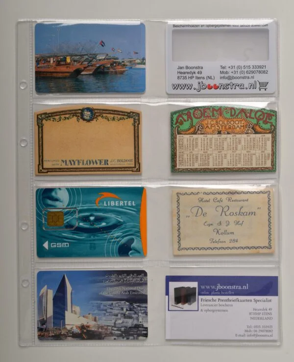 FDC set van 10 stuks transparante bladen 8 vakken (vakmaat 57 x 90 mm) voor o.a. coincards en visitekaartjes