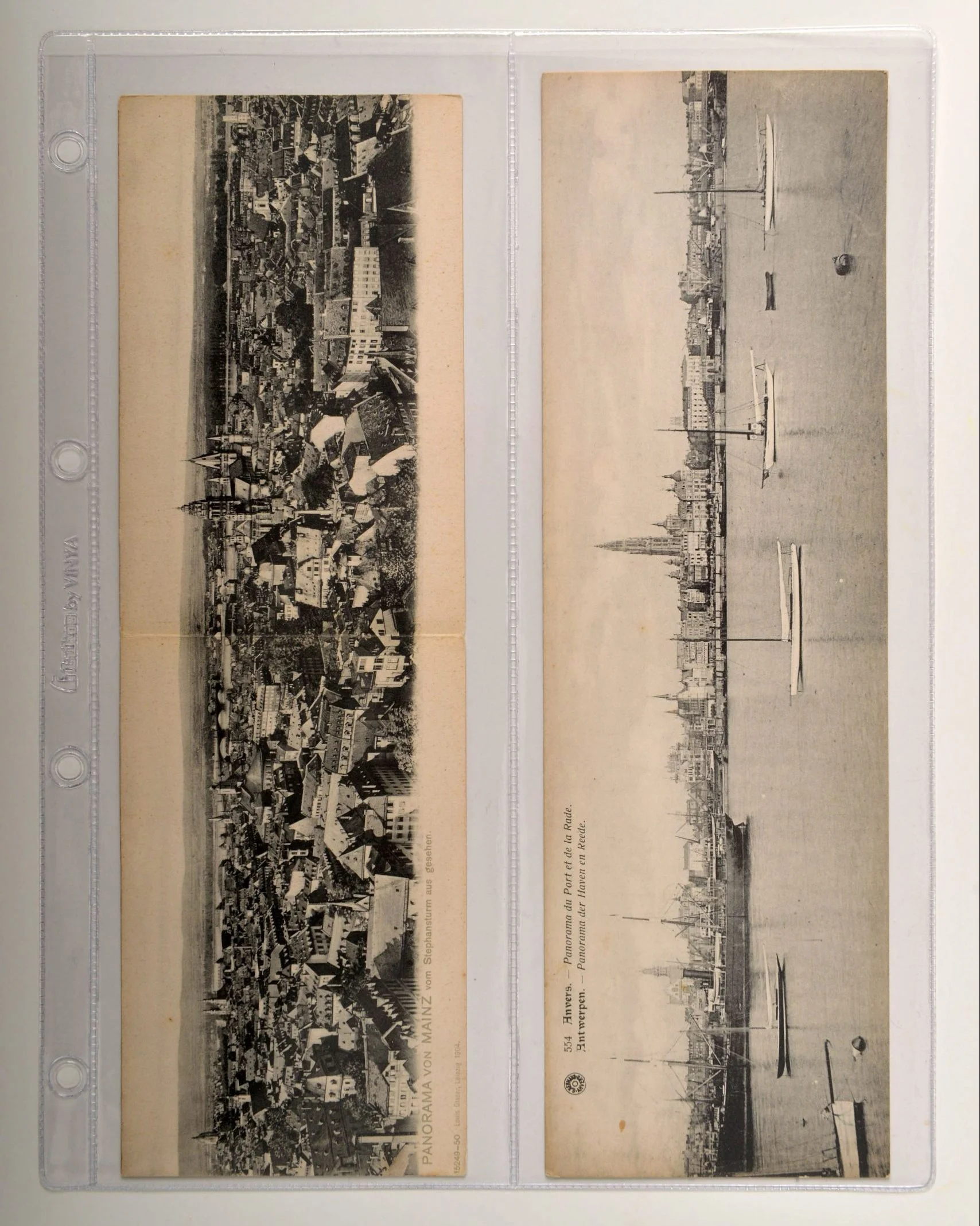 Din A4 set van 10 stuks transparante bladen  2 vakken verticaal (vakmaat 106 x 292 mm) voor o.a. afwijkende ansichtkaarten en etiketten