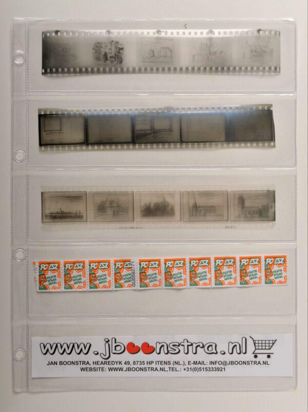 Din A4 set van 10 stuks transparante bladen 5 vakken( vakmaat 215 x 53 mm)voor o.a. tickets en negatieven