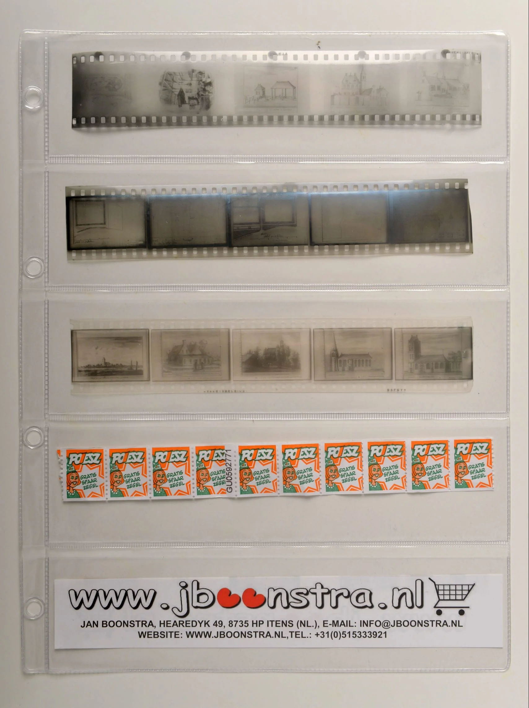 Din A4 set van 10 stuks transparante bladen 5 vakken( vakmaat 215 x 53 mm)voor o.a. tickets en negatieven