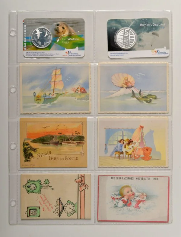 Din A4 set van 10 stuks transparante bladen 8 vakken (vakmaat 67 x 104 mm) voor o.a. coincards en suikerzakjes