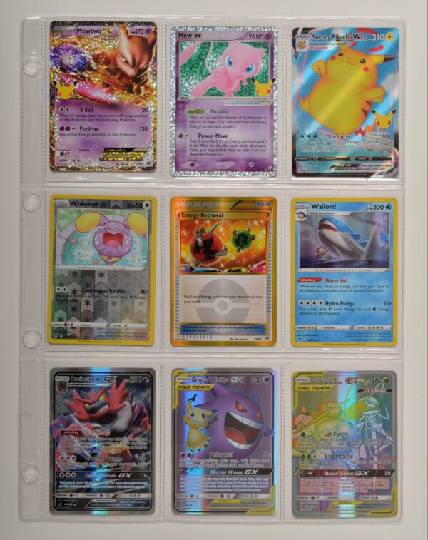Din A4 set van 10 stuks transparante bladen 9 vakken (vakmaat 92 x 67 mm) voor o.a. speelkaarten en pokémon