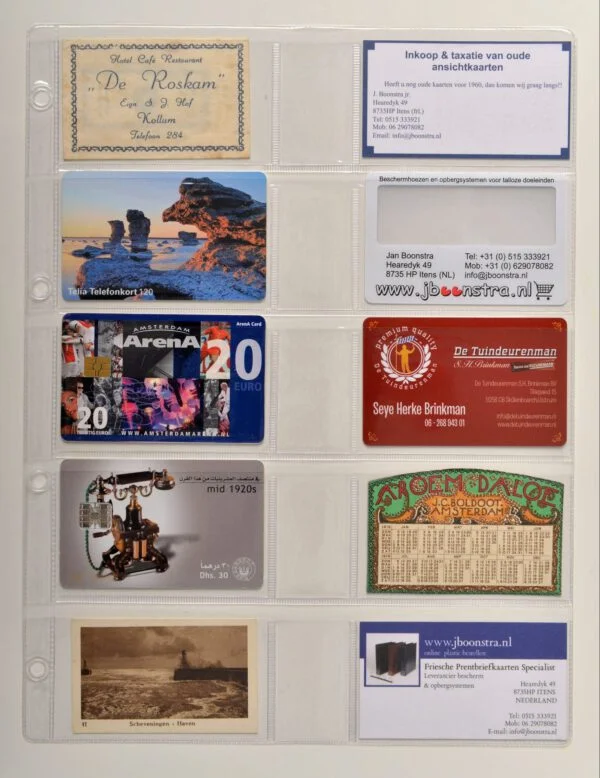 Din A4 set van 10 stuks transparante bladen 10 vakken (vakmaat 46 x 87 mm) voor o.a telefoonkaarten en visitekaartjes