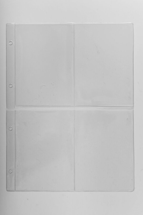 Din Large set  van10 stuks transparante bladen 4 vakken (vakmaat 151 x 108 mm) voor o.a. (moderne) ansichtkaarten en foto's 10 x 15 cm - Afbeelding 2
