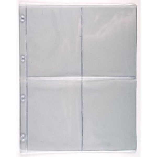 Din A4 set van 10 stuks  extra zware (250 micron) bladen 4 vakken (vakmaat 145x 106 mm) voor o.a. oude ansichtkaarten