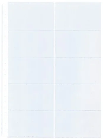 PP blad 10 vakken (58 x 90 mm) transparante bladen Din large set van 10 stuks, 23 gaats, geschikt voor o.a. visitekaartjes en telefoonkaarten