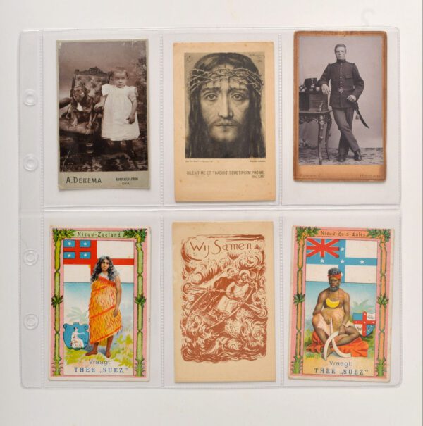 Liebig set van 10 stuks transparante bladen 6 vakken verticaal (vakmaat 116 x 80mm) voor o.a. bidprentjes, carte de visite en chromo's