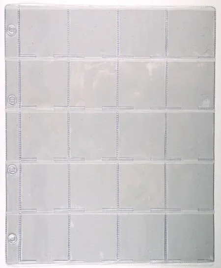 Din A4 set van 10 stuks transparante bladen 20 vakken (vakmaat 53 x 53 mm) voor o.a. munten en flippo's - Afbeelding 2