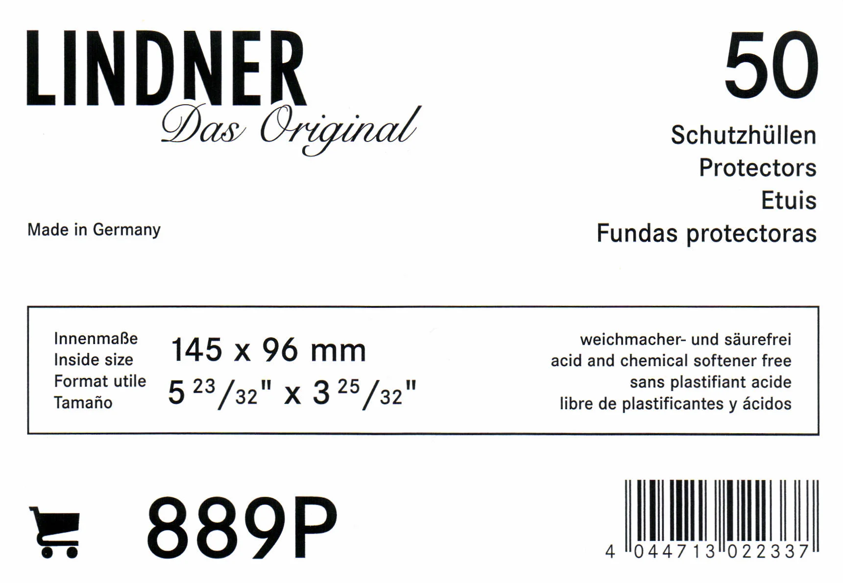 Lindner "889" beschermhoezen voor o.a. oude ansichtkaarten "96 x 145 mm" 50 stuks