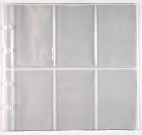 Post set van 10 stuks transparante bladen 6 vakken verticaal (vakmaat 153 x 96 mm) voor o.a. ansichtkaarten - Afbeelding 2