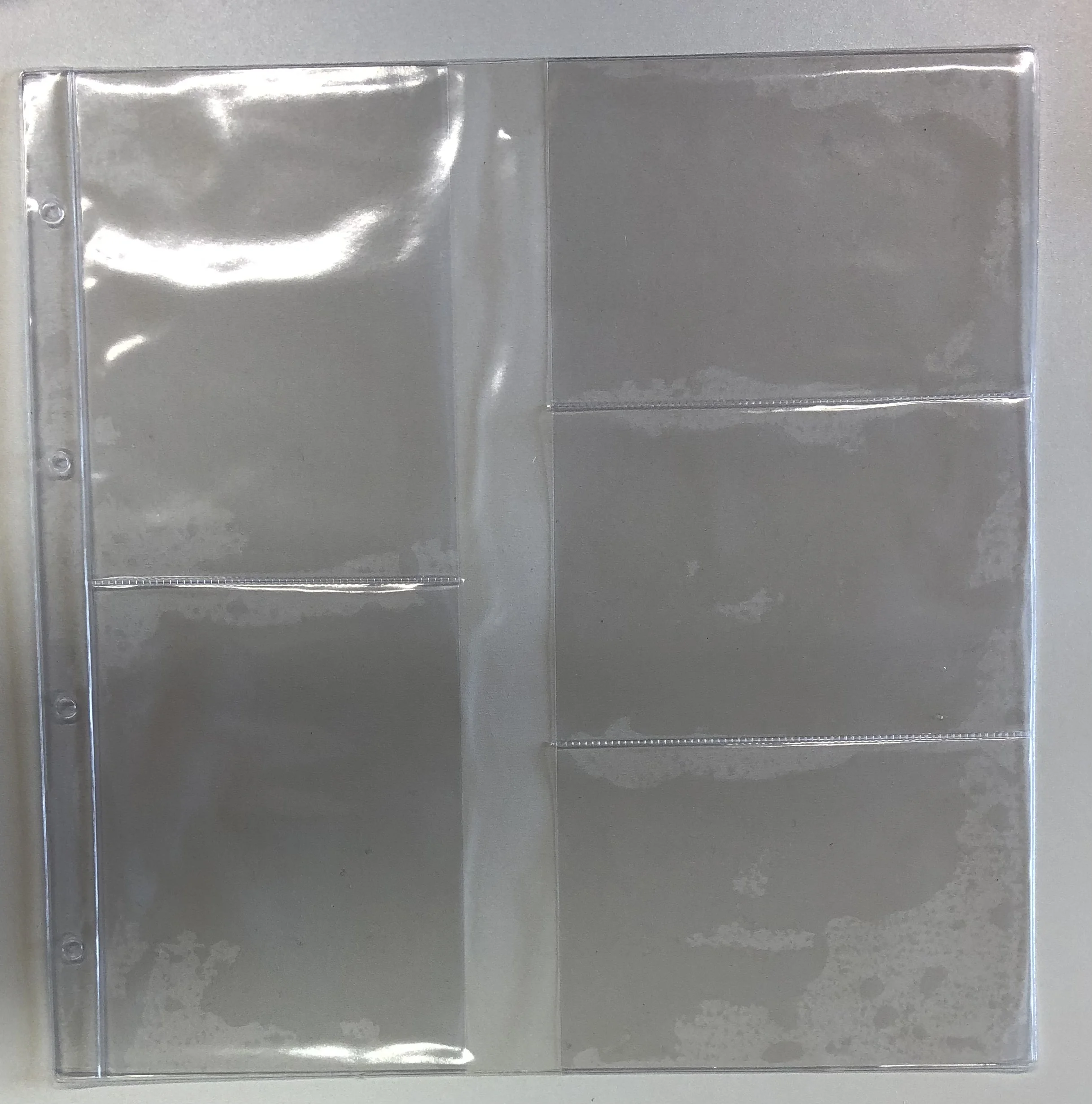 Post set van 10 stuks transparante bladen 5 vakken ongelijk (vakmaat 162 x 120 en 156 x 109 mm) voor o.a. moderne ansichtkaarten - Afbeelding 2