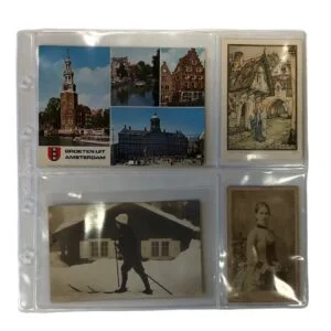 Liebig set van 10 stuks transparante bladen 4 vakken ongelijk  (vakmaat 164 x 121 mm en 80 x 121 mm ) voor o.a. foto's en Grootformaatkaarten met beschermhoes