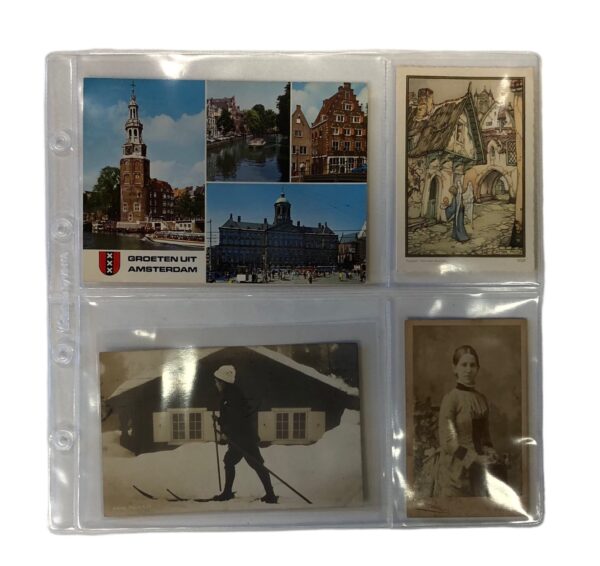 Liebig set van 10 stuks transparante bladen 4 vakken ongelijk  (vakmaat 164 x 121 mm en 80 x 121 mm ) voor o.a. foto's en Grootformaatkaarten met beschermhoes